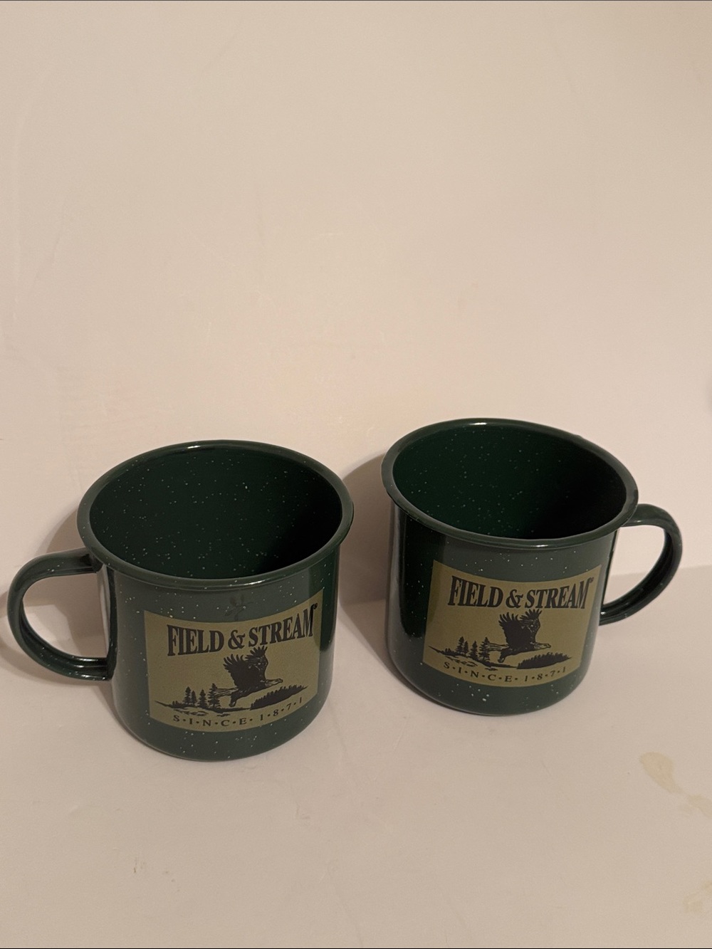 Field & Stream Forest Green Enamel Camping Mugs - Pair